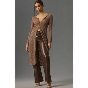 Maeve Anthropologie Brown Lace Sheer Duster Cardigan Fairy Whimsygoth Large